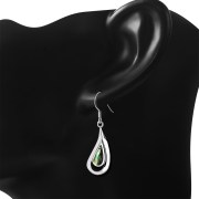 Abalone Shell Drop Sterling Silver Earrings, e388